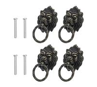 FOYTOKI 4pcs Chinese Style Cabinet Handle Lion Head Zinc Alloy Black