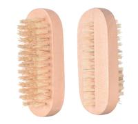 FOYTOKI 4pcs Double Sided Nail Cleaning Brush with Wood Handle Strong Bristle Fingernail and Toenail Scrubbing Tools for Manicure and Pedicure Dust Removal Comfortable Grip for Salon and