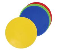 FOYTOKI 4pcs Flat Carpet Spot Floor Markers Circles for Tennis Football Training Equipment, Colored Red Yellow Blue Green Pads for Sports Field Line Marking and Court Practice