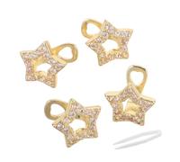 FOYTOKI 4pcs Golden Star Tooth Grill Caps for Men Women Hollow Star Rhinestone Single Teeth Cover Hip Hop Party Costume Jewelry Versatile Rapper Mouth Bling Accessory