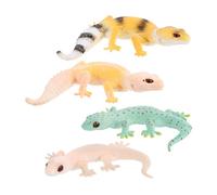 FOYTOKI 4pcs Mini Simulation Gecko Figurines Realistic Soft Animal Models Educational for Cognitive Learning Props
