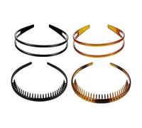 FOYTOKI 4pcs Plastic Double Row Teeth Comb Hair Bands Thick Headbands Non-slip Hair Hoops Lightweight Accessories for Women Suitable for Washing Your Face and Reading