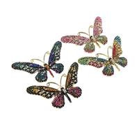 FOYTOKI 4pcs Rhinestone Butterfly Brooch Pins for Women Colorful Big Butterfly Lapel Pins Elegant Alloy Jewelry Accessories for Wedding Suit Dress Scarf Banquet Casual Wear