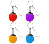 FOYTOKI 4pcs Table Tennis Racket Keychain Set with Fine Workmanship and Lifelike Appearance, Creative Bag Pendant for Occasion and Car Interior Decor Random Color