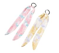 FOYTOKI 4pcs Tie-dye Mixed Silk Hair Ropes with Ribbon Women’s Chic Headdress Hair Hoops Soft Elastic Bands Random Color