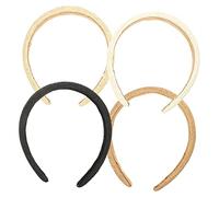 FOYTOKI 4pcs Vintage Woven Hair Hoops Elegant Handmade Headdresses for Women Comfortable Lightweight Design in Black Beige White and Brown Parties and Daily Wear