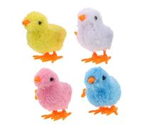 FOYTOKI 4Pcs Wind Up Plush Chick Realistic Jumping Chick Playthings for Interactive Easter Supplies Soft and Cute Chicken for Party Favors Miniature Farm Animal