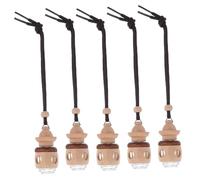 FOYTOKI 5pcs DIY Hanging Perfume Bottles Perfume Bottle Pendant Khaki Wood Glass Refillable Fragrance Diffuser for Car Decoration Creating A Romantic Atmosphere