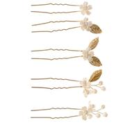 FOYTOKI 5pcs Golden Zinc Alloy Bridal Hairpins Set with Four-leaf Motif, Elegant and Delicate Wedding Hair Accessories for Special Occasions and Evening Parties