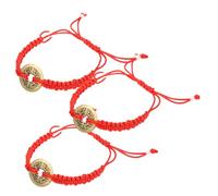 FOYTOKI 5Pcs Handmade Vintage Coin Charm Braided String Bracelets Red Wrist Rope for Women Men Fashion Accessories