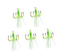 FOYTOKI 5PCS Luminous Octopus Fishing Hooks No Barbs Durable Notilucent Sea Fishing Lures for Saltwater Anglers Reusable and Easy to Install