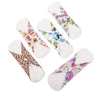 FOYTOKI 5Pcs Washable Bamboo Charcoal Sanitary Pads for Women Reusable Day and Night Liners with Super Absorption Comfortable Touch Menstrual Care
