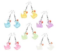 FOYTOKI 6 Pairs Glow in the Dark Drop Earrings for Women and Teens, Luminous Dangle Earrings Set Hook, Cute Cartoon Waterfowl Design for Nightwear and Party Accessories