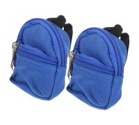 FOYTOKI 6 Scale Mini Doll Backpack Set, Blue Mini Zipper School Bags for Dollhouse Accessories, Cute Miniature Costume Props for Doll Scenes and Party