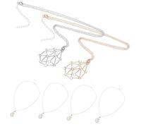 FOYTOKI 6pcs Adjustable Raw Crystal Cage Pendant Necklace for Women Metal Stone Holder with Stylish Chain Design Natural for Balance Positivity and Serenity