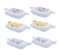 FOYTOKI 6Pcs Bath Sponge Cotton Absorbent Shower Scrubber with Mixed Cartoon Patterns for Newborn Skin Exfoliation and Gentle Massage