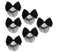 FOYTOKI 6pcs Black Spring Clips Bow Bun Hair Net Ballet Professional Women Hair Nets for Buns for Women Cover