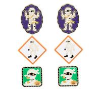 FOYTOKI 6pcs Halloween Brooch Funny Mummy Metal Pins Cartoon Badge for Cute Kawaii Lapel Pins Spooky Costume Accessory for Halloween Party Decor