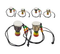 FOYTOKI 6pcs Handmade African Drum Necklace Portable Wood Percussion Jewelry Unique Drummer Accessories for Travel Souvenirs Daily Fashion Comfortable Goat Skin Stitching