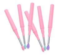 FOYTOKI 6pcs Lip Brush Eye Shadow Brush Cap Precision Makeup Applicators Travel Pink Makeup