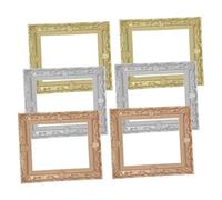 FOYTOKI 6pcs Miniature Resin Picture Frames for Dollhouse Décor Tiny House Mini Frame Set with Silver Gold and Rose Gold Colors for Crafts and Doll Accessories