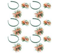 FOYTOKI 6pcs Multi-colored Pom Pom Hairbands Festive Knit Headbands for Holiday Party Costume Headpiece Fairy Headwear for Women Halloween Birthday Celebration