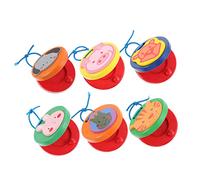 FOYTOKI 6PCS Wooden Castanets Musical Instruments for Adults Finger Percussion Early Education Hand-eye Coordination Portable Animal Design