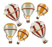 FOYTOKI 6pcs Wooden Hot Air Balloon Decorations for Nursery and Bedroom, Hand Painted Rustic Balloon Wall Art with Easy Installation and Artistic Flair, Ready to Mount Boho Wooden Wall