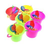 FOYTOKI 6Sets Beach Playset Plastic Sand Set with Bucket Spoon and Scoops for Random Patterns and Colors for Creative Play