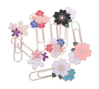 FOYTOKI 7pcs Cherry Blossom Metal Paperclip Set Vintage Bookmarks for Students and Professionals Pink Decorative Clips for Journaling Organizing Notes and Reading Accessories