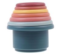 FOYTOKI 7Pcs Colored Silicone Stackable Cups Shower for Early Learning Safe Creative Educational Bath Stacker for Cognitive Development