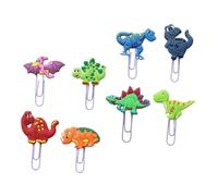 FOYTOKI 8Pcs Cartoon Dinosaur Paper Clips Small Adorable Memo Clips for Book Reading Document Organization Practical Paperclips for Office School Use Random Color