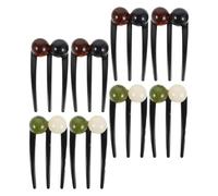FOYTOKI 8Pcs Chinese-Style Hair Forks with Beaded Three-Prong Design Non-Slip Hair Bun Holders for Women Retro Hairpins for Thick Updo and Chignon Styling