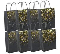FOYTOKI 8Pcs Paper present Bags with Handles Stylish Tote Storage Bags for Presents Birthday Party Favors Folding Design for Treats Cookies and More