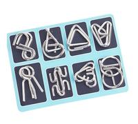FOYTOKI 8pcs Silver Metal Brain Puzzle Set for Intelligence and Creativity, Fun Ring Puzzle to Cultivate Interpersonal Social Skills, for Brain Training and Mind Challenge Games