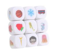 FOYTOKI 9pcs Storytelling Dice with Illustrated Language Learning Cubes Portable Bag Lightweight Educational Game for Imagination Training and Party Fun