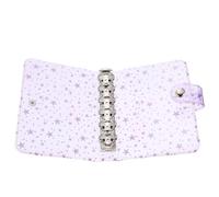 FOYTOKI A7 Purple Star Rainbow 6-ring Loose-leaf Journal Binder Cover, Pp Planner Protector with Snap Button Closure, Scrapbook Pvc Notepad Case for School and Office Use