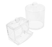 FOYTOKI Acrylic Cotton Pad Box and Organizer Set 2pcs Makeup Cotton Pad Holder Storage Case for Bathroom and Vanity