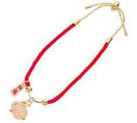 FOYTOKI Adjustable Red String Rabbit Charm Bracelet Woven Rope Bracelet for Graduation Season Featuring Resin, Copper, and Crystal Materials, Gift for Friends and Family the Year