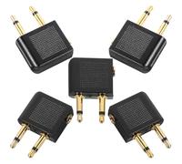 FOYTOKI Airplane Headphone Adapter Female to Dual Male Jack 3.5mm 5pcs