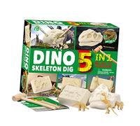 FOYTOKI Archaeology Digging Toy and Dinosaur Excavation Plaything for Kids Educational 5-in-1 Archaeological Dinosaur Dig Kit Diy Puzzle Early Learning Toy for Boys and Girls