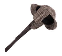 FOYTOKI Authentic with Double Brim and Adjustable Ear Flap Plaid Detective Deerstalker Hat Cloth Material Costume Headwear Adult and Youth for Halloween, Cosplay, School Events