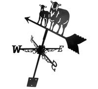 FOYTOKI Black Iron Sheep Weathervane Garden Decor Wind Direction Indicator for Patio and Yard Ground Insert Weather Vane Ornament for Outdoor Yard Decoration