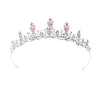FOYTOKI Bridal Rhinestone Crown Silver Alloy Wedding Headpiece Pink Diamond Tiara Hair Ornament Bride Tiaras Rhinestone Hair Accessories