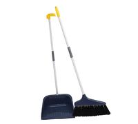 FOYTOKI Broom and Dustpan Set Soft Bristle Blue Household Cleaning Kit Non-Scratch Floor Sweeper with Dustpan for Home and Office Use