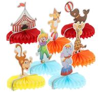 FOYTOKI Carnival Circus Paper Honeycomb Decor Cute Elephant Giraffe Clown Animal Ornaments for Birthday and Anniversary Party Table Centerpiece Lightweight Home Decorations
