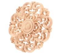 FOYTOKI Carved Wood Applique Wooden Flower Ornament 10Cm Diameter, Sturdy Solid Wood Decoration for Cabinets and Home Furniture