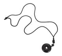FOYTOKI Chinese Safe Crystal Pendant Necklace Black round Peace Donut Pendant Traditional Delicate Crystal Jewelry Party Accessory for Women