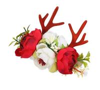 FOYTOKI Christmas Deer Antlers Headband for Boy Girl Floral Hairband for Holiday Parties Cute Reindeer Accessory for Xmas Costume Decoration