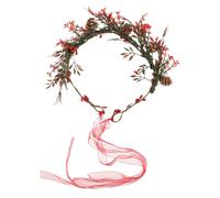 FOYTOKI Christmas Floral Crown Headpiece with Red Berries Pine Cones Festive Wreath Accessory for Women Holiday Party Wedding Decoration Vibrant Eye-catching Design